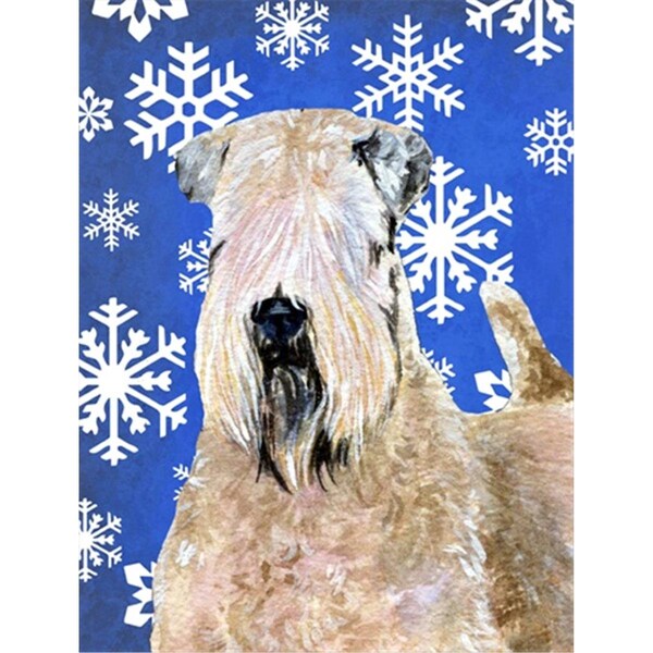 Patioplus 11 x 15 in. Wheaten Terrier Soft Coated Winter Snowflakes Holiday Flag Garden Size - PA245758