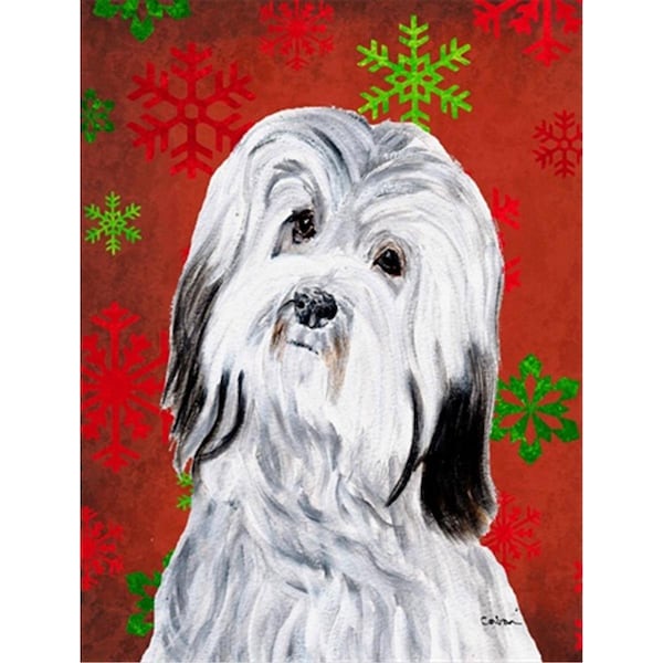 Patioplus Havanese Red Snowflakes Holiday Flag Garden Size - PA253286