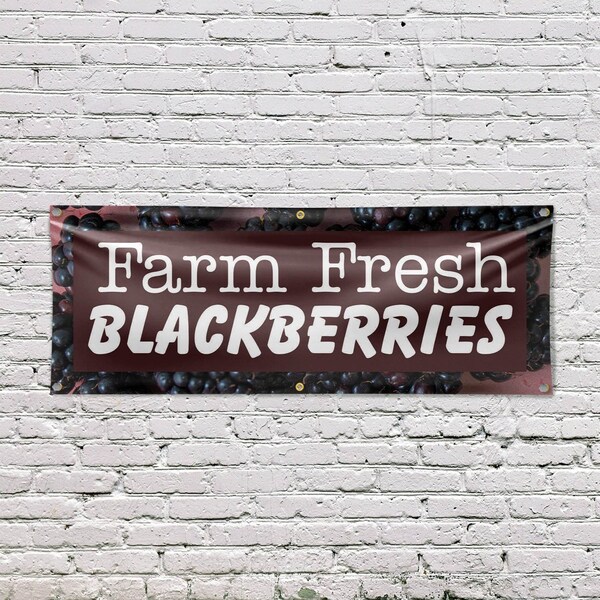 Signmission Farm Fresh Blackberries, 24 Inch x 72 Inch, Vinyl Banner - B-72-30579