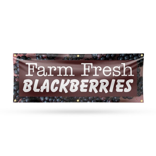 Signmission Farm Fresh Blackberries, 24 Inch x 72 Inch, Vinyl Banner - B-72-30579