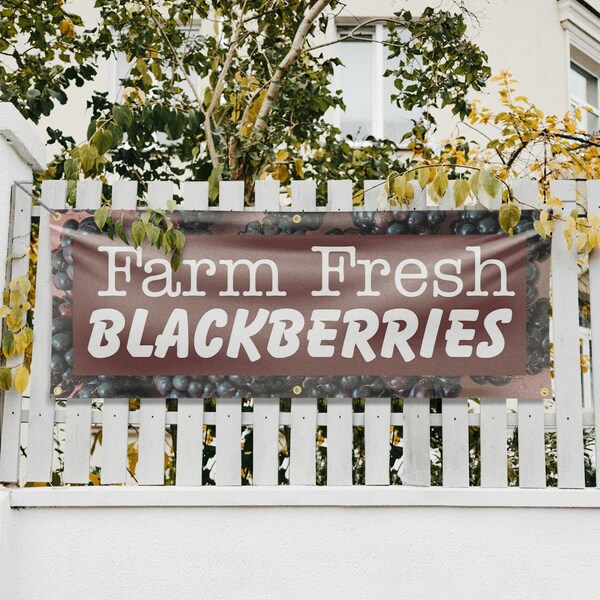 Signmission Farm Fresh Blackberries, 24 Inch x 72 Inch, Vinyl Banner - B-72-30579