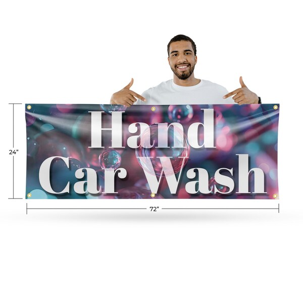 Signmission Hand Car Wash, 24 Inch x 72 Inch, Vinyl Banner - B-72-30690