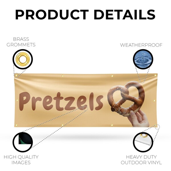 Signmission Pretzels, 36 Inch x 96 Inch, Vinyl Banner - B-96-30816