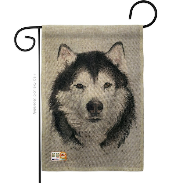 Gardencontrol 13 x 18.5 in. Husky Burlap Nature Pets Impressions Decorative Vertical Double Sided Garden Flag - GA1486880