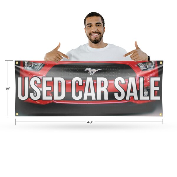 Signmission Used Car Sale, 18 Inch x 48 Inch, Vinyl Banner - B-30901