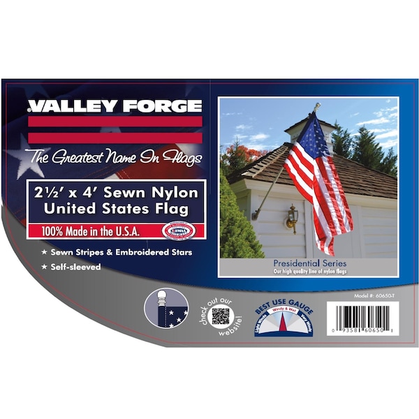 Valley Forge Valley Forge American Flag 30 in. H X 48 in. W - 60650-T