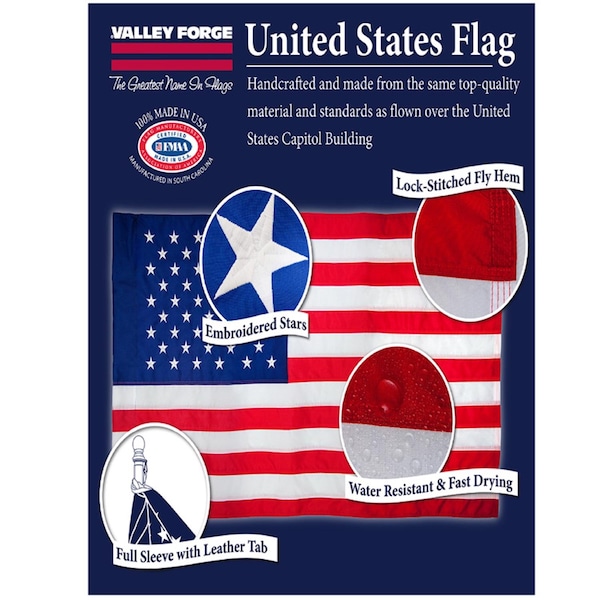 Valley Forge Valley Forge American Flag 30 in. H X 48 in. W - 60650-T