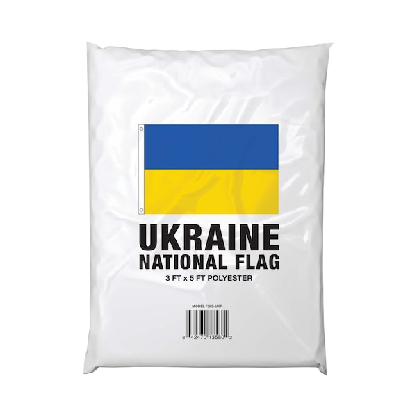 Sun Joe 3 x 5-Ft Ukrainian National Flag Polyester, Brass Grommets - F3X5-UKR