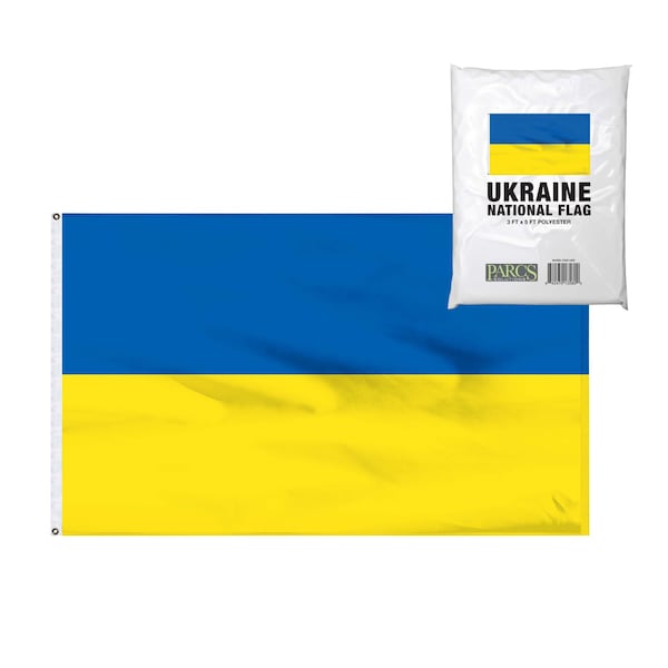 Sun Joe 3 x 5-Ft Ukrainian National Flag Polyester, Brass Grommets - F3X5-UKR