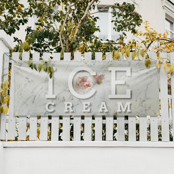 Signmission Ice Cream, 24 Inch x 72 Inch, Vinyl Banner - B-72-30702
