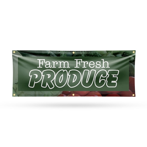 Signmission Farm Fresh Produce, 24 Inch x 72 Inch, Vinyl Banner - B-72-30611