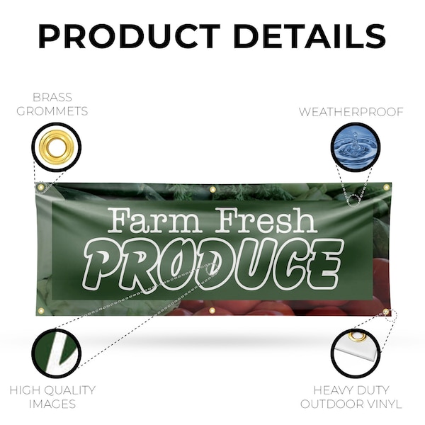 Signmission Farm Fresh Produce, 24 Inch x 72 Inch, Vinyl Banner - B-72-30611