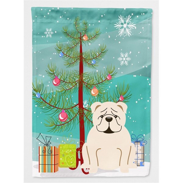Patioplus Merry Christmas Tree English Bulldog White Flag Garden Size - PA2550164