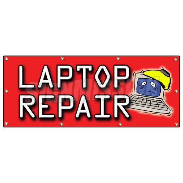 Signmission LAPTOP REPAIR BANNER SIGN computers virus maintenance software install - B-96 LAPTOP REPAIR