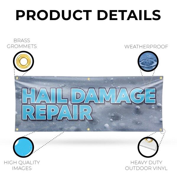 Signmission Hail Damage Repair, 24 Inch x 72 Inch, Vinyl Banner - B-72-30687
