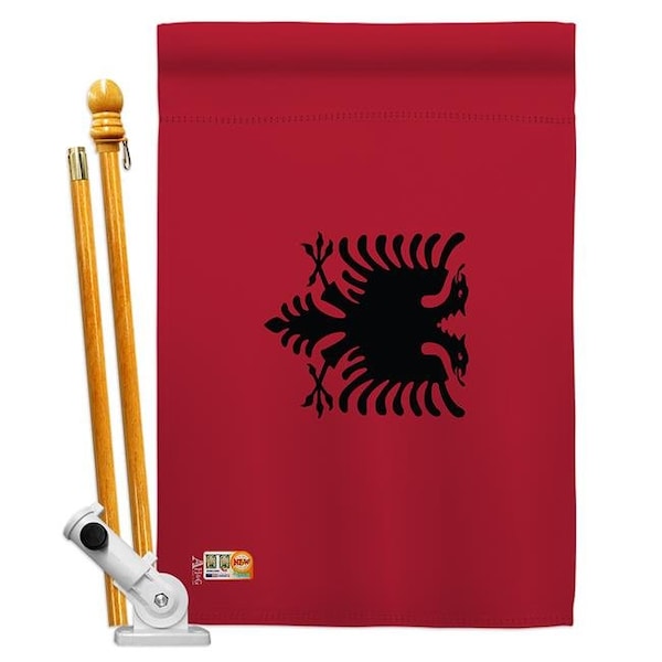 Americana Home & Garden Americana Home & Garden AA-CY-HS-140003-IP-BO-D-US18-AG 28 x 40 in. Albania Flags of the World Nationality Impressions Decorative Vertical Double Sided House Flag Set & Pole Bracket Hardware Flag Set - HS140003-BO