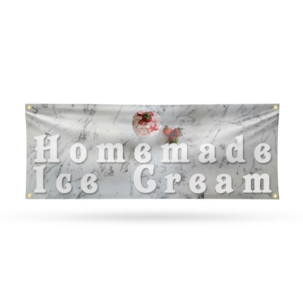 Signmission Homemade Ice Cream, 18 Inch x 48 Inch, Vinyl Banner - B-30696