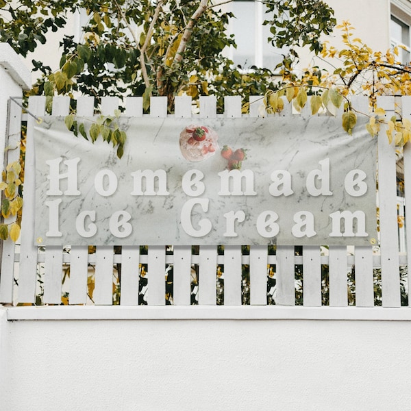 Signmission Homemade Ice Cream, 18 Inch x 48 Inch, Vinyl Banner - B-30696