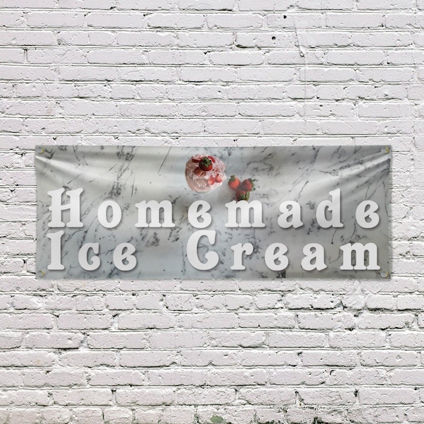 Signmission Homemade Ice Cream, 18 Inch x 48 Inch, Vinyl Banner - B-30696