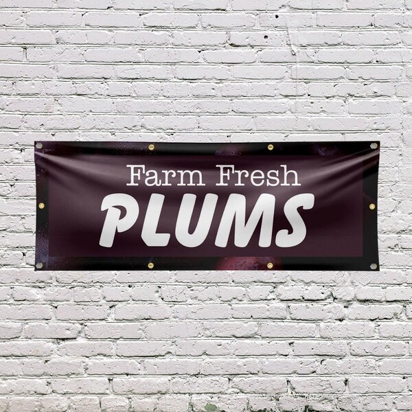 Signmission Farm Fresh Plums, 36 Inch x 96 Inch, Vinyl Banner - B-96-30609