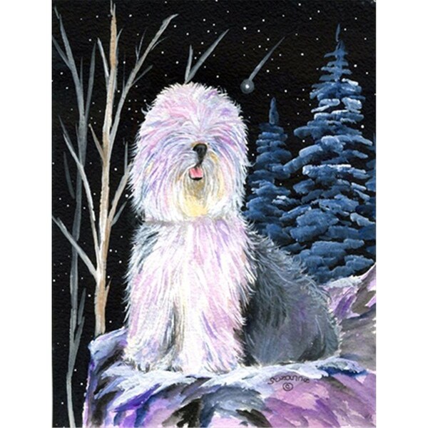 Patioplus Starry Night Old English Sheepdog Flag - Garden Size, 11 x 15 in. - PA246081