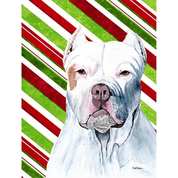 Carolines Treasures Pit Bull Candy Cane Holiday Christmas Flag - Garden Size- 11 x 15 in. - SC9341GF