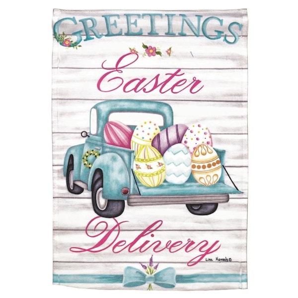 Magnolia Gardens 13 x 18 in Print Easter Delivery Truck Polyester Garden Flag - M080112