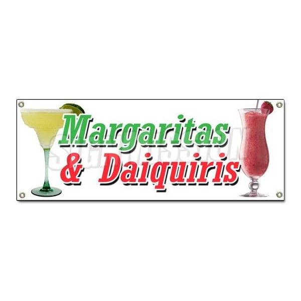 Signmission MARGARITA & DAIQUIRIS BANNER SIGN frozen drinks bar banana strawberry - B-MARGARITA & DAIQUIRIS