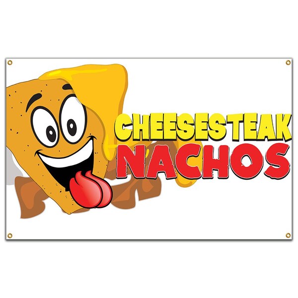Signmission Cheesesteak Nachos Banner Concession Stand Food Truck Single Sided - B-60 CHEESESTEAK NACHOS19