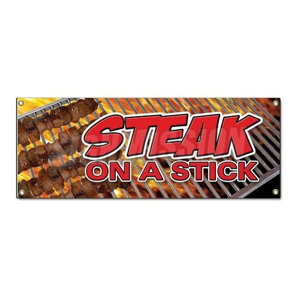 Signmission STEAK ON A STICK BANNER SIGN meat steak beef bbq grill restaurant food - B-STEAK ON A STICK