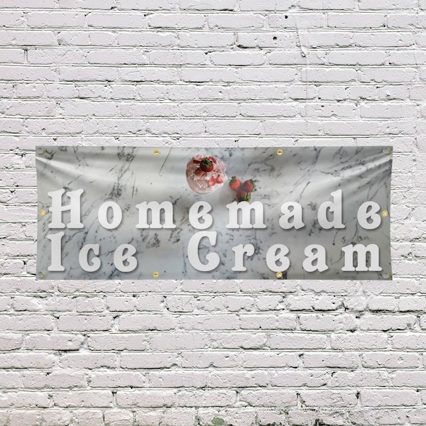 Signmission Homemade Ice Cream, 36 Inch x 96 Inch, Vinyl Banner - B-96-30696