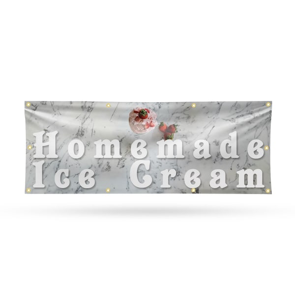 Signmission Homemade Ice Cream, 36 Inch x 96 Inch, Vinyl Banner - B-96-30696