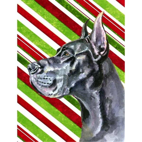 Patioplus Black Great Dane Candy Cane Holiday Christmas Flag Garden Size - PA252588