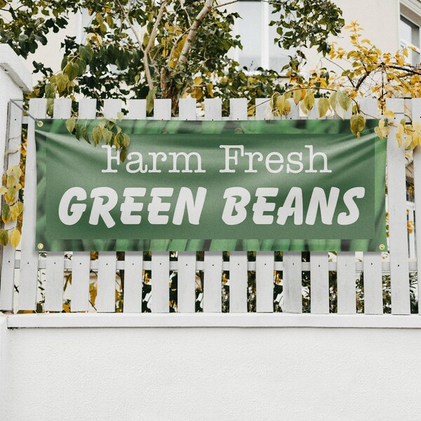 Signmission Farm Fresh Green Beans, 18 Inch x 48 Inch, Vinyl Banner - B-30595