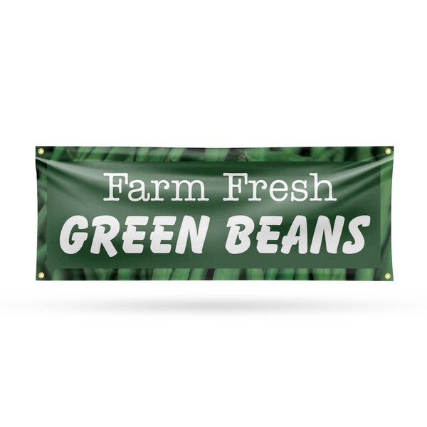 Signmission Farm Fresh Green Beans, 18 Inch x 48 Inch, Vinyl Banner - B-30595