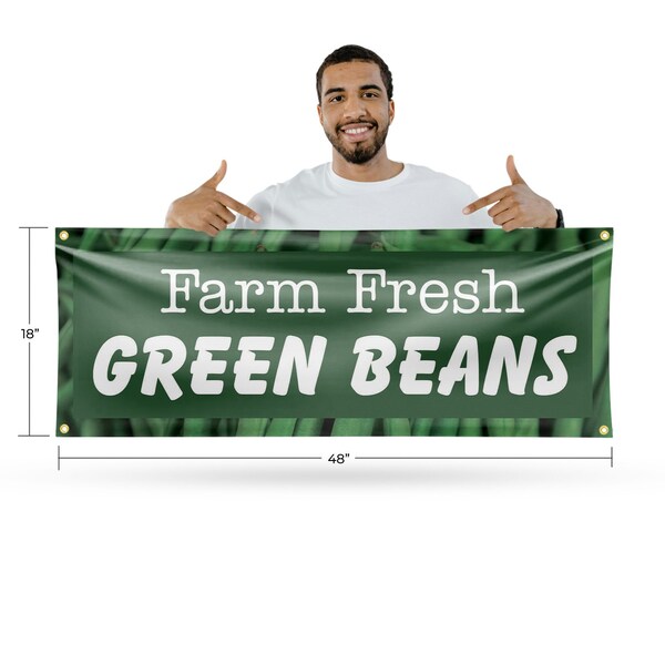 Signmission Farm Fresh Green Beans, 18 Inch x 48 Inch, Vinyl Banner - B-30595
