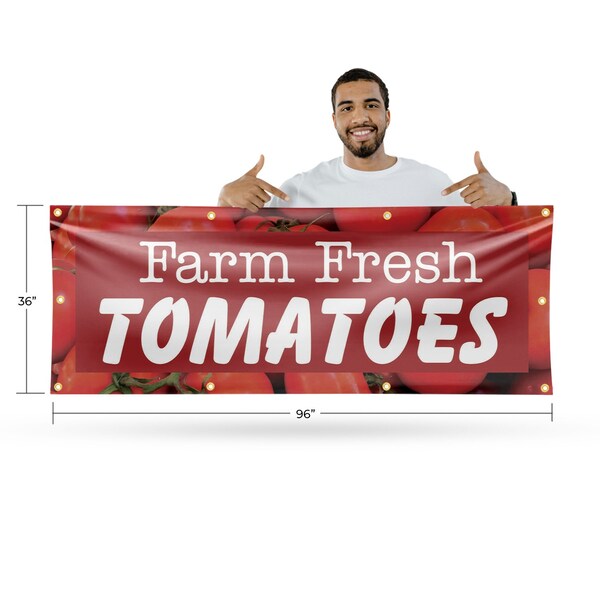 Signmission Farm Fresh Tomatoes, 36 Inch x 96 Inch, Vinyl Banner - B-96-30618