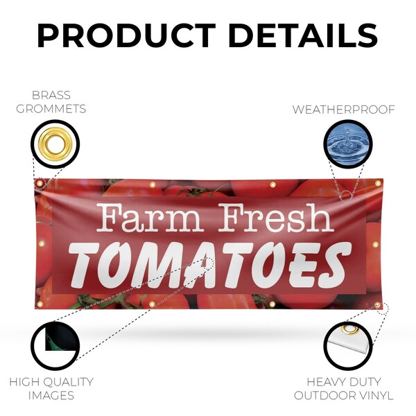 Signmission Farm Fresh Tomatoes, 36 Inch x 96 Inch, Vinyl Banner - B-96-30618