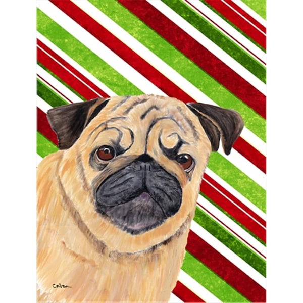 Carolines Treasures Pug Candy Cane Holiday Christmas Flag - Garden Size- 11 x 15 in. - SC9331GF