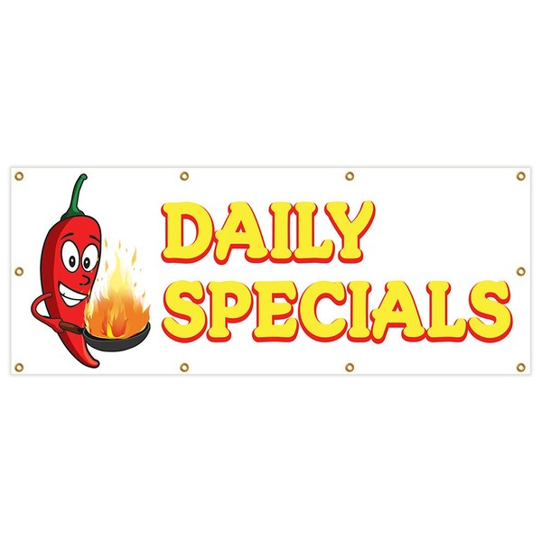 Signmission Daily Specials Banner Heavy Duty 13 Oz Vinyl with Grommets - B-96 DAILY SPECIALS