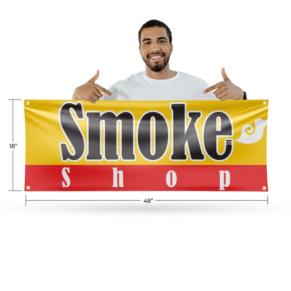 Signmission Smoke Shop, 18 Inch x 48 Inch, Vinyl Banner - B-30859