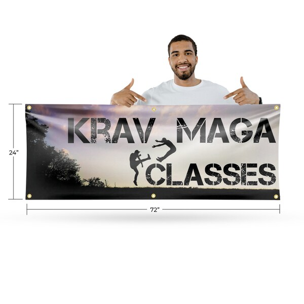 Signmission Krav Maga Classes, 24 Inch x 72 Inch, Vinyl Banner - B-72-30721