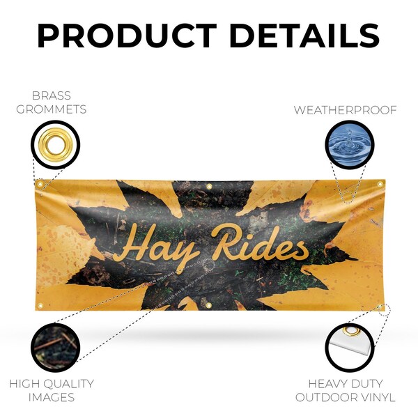 Signmission Hay Rides, 24 Inch x 72 Inch, Vinyl Banner - B-72-30694