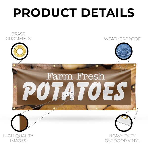 Signmission Farm Fresh Potatoes, 36 Inch x 96 Inch, Vinyl Banner - B-96-30610