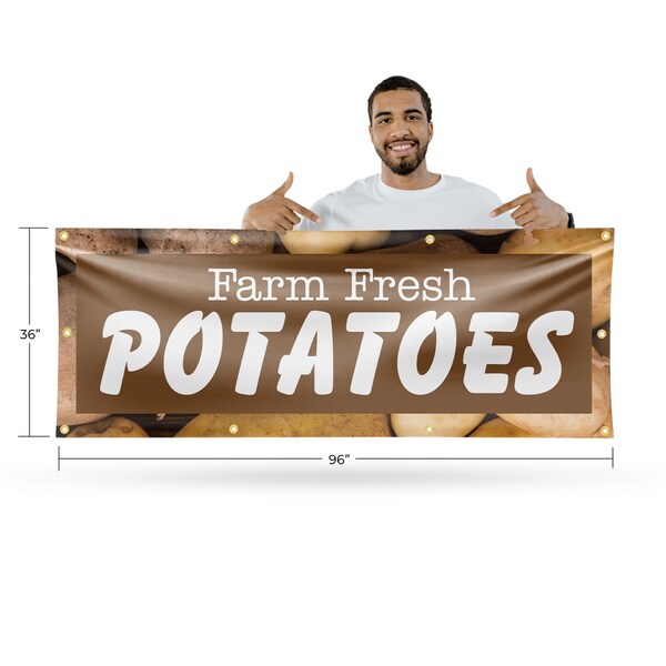 Signmission Farm Fresh Potatoes, 36 Inch x 96 Inch, Vinyl Banner - B-96-30610