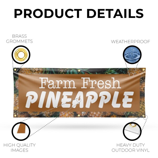 Signmission Farm Fresh Pineapples, 24 Inch x 72 Inch, Vinyl Banner - B-72-30608
