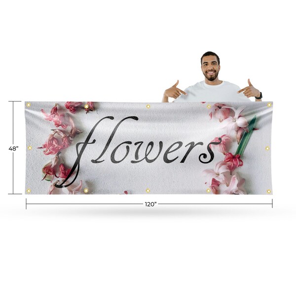 Signmission Flowers, 48 Inch x 120 Inch, Vinyl Banner - B-120-30640