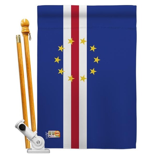 Americana Home & Garden Americana Home & Garden AA-CY-HS-140047-IP-BO-D-US18-AG 28 x 40 in. Cape Verde Flags of the World Nationality Impressions Decorative Vertical Double Sided House Flag Set & Pole Bracket Hardware Flag Set - HS140047-BO