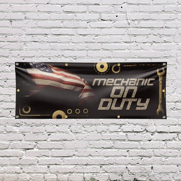 Signmission Mechanic On Duty, 36 Inch x 96 Inch, Vinyl Banner - B-96-30732