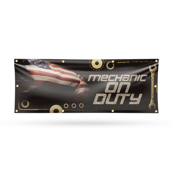 Signmission Mechanic On Duty, 36 Inch x 96 Inch, Vinyl Banner - B-96-30732